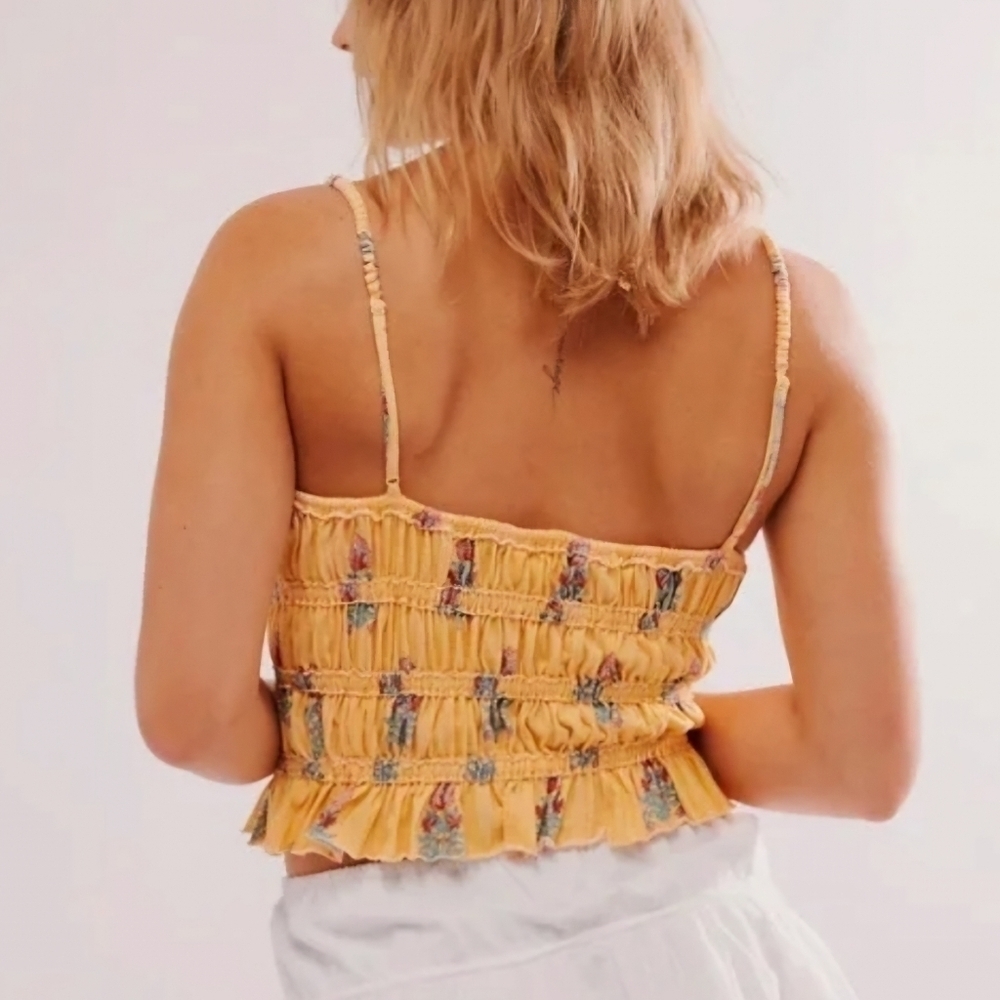 Free People Dolce Vita Yellow Combo Tank Top Medium - New With Tags - Picture 2 of 8